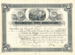 Yellowstone Park Association signed by Colgate Hoyt - Stock Certificate